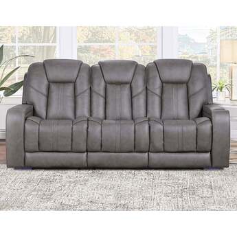 Daniel Triple Power Home Theater Leather Reclining Sofa — thumbnail 5