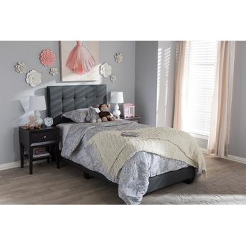 Baxton Studio Brookfield Twin Size Bed CF8747BCHARCOALTWIN Dark Gray