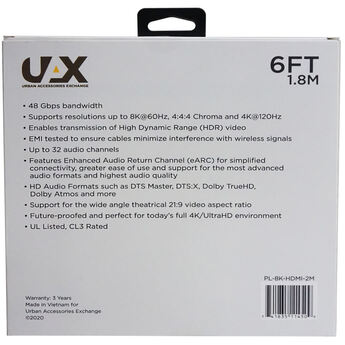 UAX 6ft 8K Ultra High Speed HDMI Cable — thumbnail 3