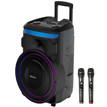 18" Portable Bluetooth Speaker with LED Light Show with Guitar & Mic Inputs