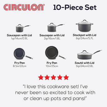 Circulon Radiance Hard Anodized Nonstick 10-Piece Cookware Set - Gray — thumbnail 7