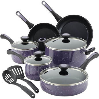 Riverbend Nonstick Pots and Pans Set, 12 Piece, Lavender Speckle