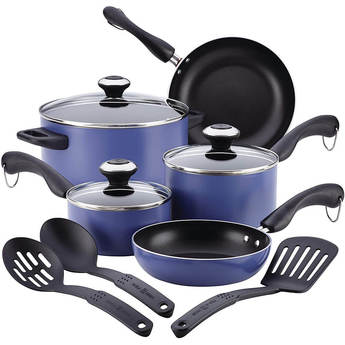 Signature Nonstick Cookware Pots and Pans Set, 11 Piece, Blueberry
