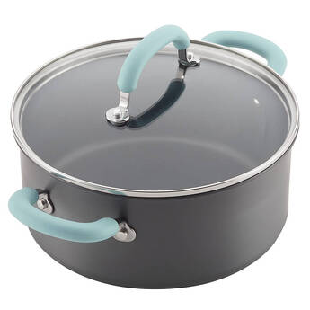 Rachael Ray 11-Piece Aluminum Nonstick Cookware Set - Light Blue/Gray — thumbnail 6