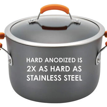 Rachael Ray 14-Piece Hard Anodized Cookware Set - Gray/Orange — thumbnail 3