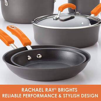 Rachael Ray 14-Piece Hard Anodized Cookware Set - Gray/Orange — thumbnail 5