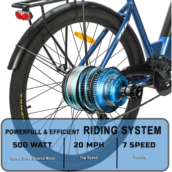 500-Watt Trekking E-Bike with Pedal Assist - Black — thumbnail 3