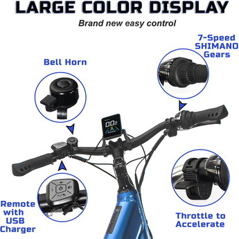 500-Watt Trekking E-Bike with Pedal Assist - Black — thumbnail 4
