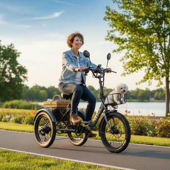Folding Low-Step 500W E-Trike w/16MPH Speed & Accessories — thumbnail 2