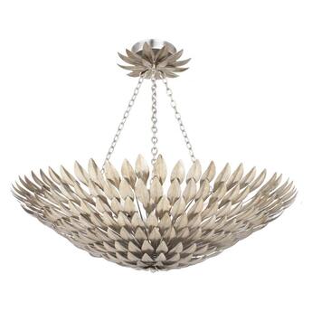 Eight Light Antique Sliver Bowl Semi-Flush Mount