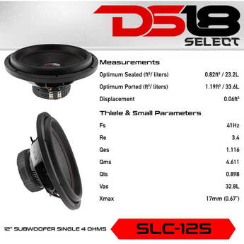 DS18 SELECT 12 inch Subwoofer 500 Watts Svc 4-Ohm — thumbnail 8