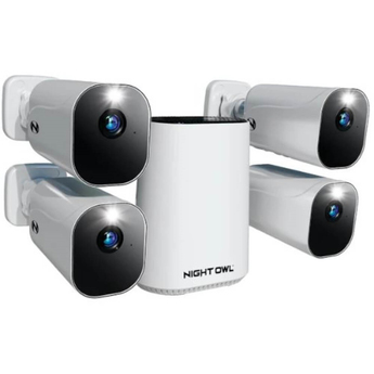 8-Channel  3-Camera Indoor/Outdoor Wire Free 2K 64GB Security System - White