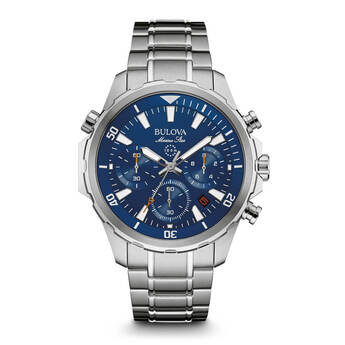 Bulova Mens Stainless Steel Marine Star Chronograph Watch