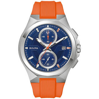 Sports Maquina Marc Anthony Silver-Tone with Blue Dial and Orange Accents Watch