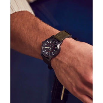 Bulova Mens Hack Watch with Green Leather Strap — thumbnail 2