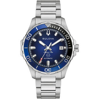Bulova Mens Marine Star Series B Automatic Watch - Silver-Tone Stainless/Blue