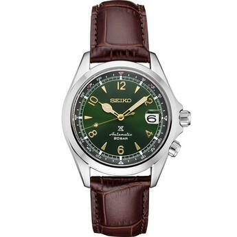 Seiko Prospex Alpinist Watch - Green/Brown Leather Band