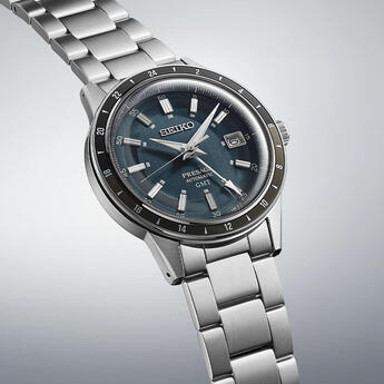 Seiko Presage Style 60s GMT Collection Automatic Watch - Stainless/Blue — thumbnail 4
