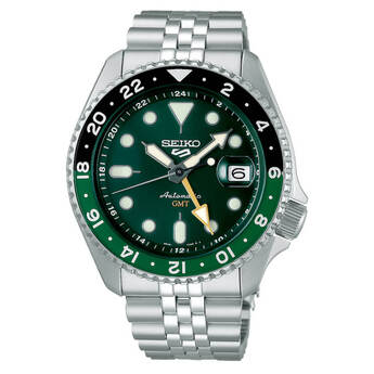 5 Sports Automatic Silver-Tone with Green Dial GMT Series Watch