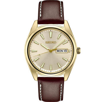 Seiko Mens Brown Leather Essentials Watch