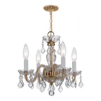Traditional Polished Brass Crystal Mini Chandelier With 4 Clear Lights