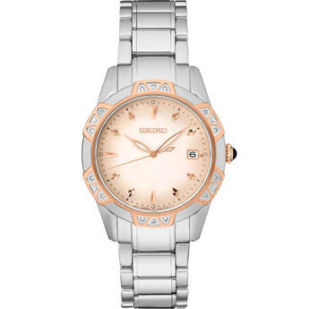 Seiko Diamond Quartz - White/Rose Gold/Stainless Steel - 33.2mm