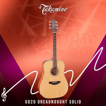 Takamine G Series GD20 Dreadnought Solid Top Acoustic Guitar Satin Natural — thumbnail 7