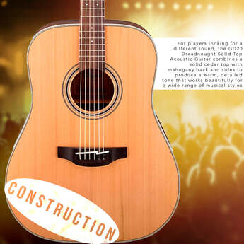 Takamine G Series GD20 Dreadnought Solid Top Acoustic Guitar Satin Natural — thumbnail 9