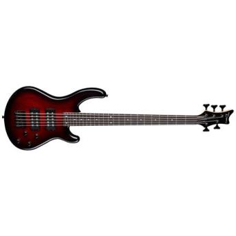 Dean Edge 2 5-String Electric Bass Guitar, 24 Frets, C Shape Neck, Rosewood Fretboard, Trans Red