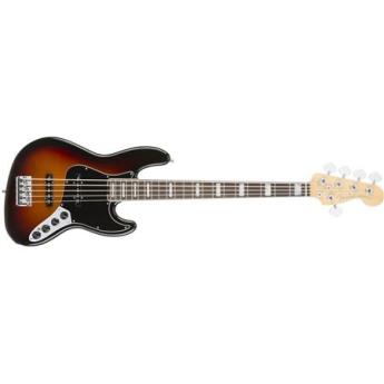 Fender American Elite Jazz Bass V Guitar, 21 Frets, Modern C to D Neck, Maple Fingerboard, Gloss Polyurethane, 3-Color Sunburst