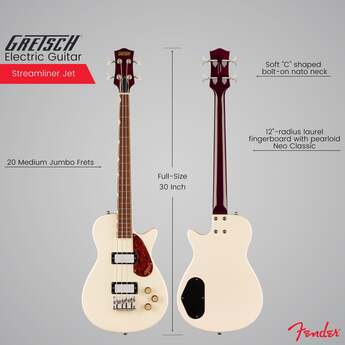 Gretsch Streamliner Jet Club Single-Cut 4-String Bass Guitar Vintage White — thumbnail 3