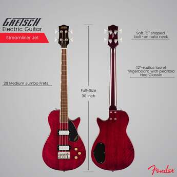 Gretsch Streamliner Jet Club Single-Cut 4-String Bass Guitar (Walnut Stain) — thumbnail 3