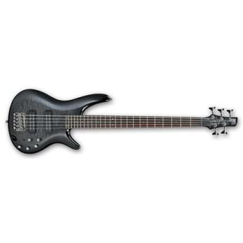 Ibanez SR Standard Series SR405EQM 5-String Electric Bass Guitar, 24 Frets, Bolt-On SR5 5-Piece Maple/Rosewood Neck, Rosewood Fretboard, Passive Pickup, Quilted Maple Top, Transparent Gray Burst