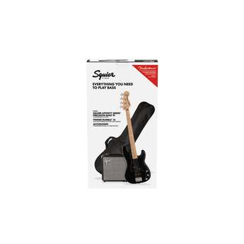 Squier Affinity Series Precision Bass PJ Pack, Black with Gig Bag and Rumble 15 Amp (120V) — thumbnail 5