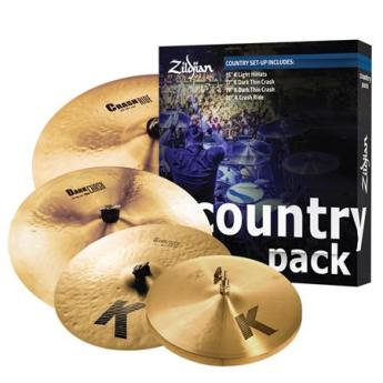 zildjian Zildjian Country K Cymbal Pack, Includes 15" K Light Hi-Hats Cymbal, 17" K Dark Thin Crash Cymbal, 19" K Dark Thin Crash Cymbal, 20" K Crash Ride Cymbal