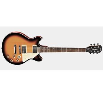 Austin AS Super 6 Series Double Cutaway Carved Top Electric Guitar, Tobacco Sunburst
