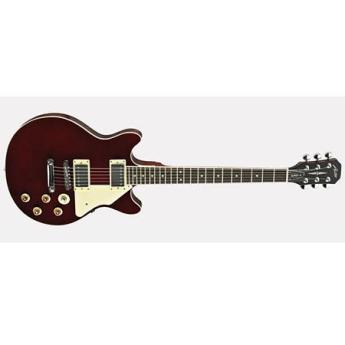 Austin AS Super 6 Series Double Cutaway Carved Top Electric Guitar, Wine Red