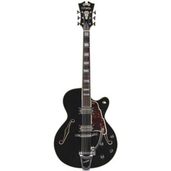 DAngelico Guitars Excel 175 16" Single-Cutaway Hollowbody 6-String Electric Guitar with Bigsby Tremolo, 22 Frets, "C" Shape Neck, Rosewood Fingerboard, Black