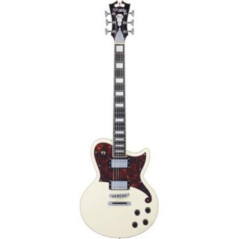 DAngelico Guitars Premier Atlantic Single Cutaway Solid Body Electric Guitar with Stop-Bar Tailpiece and Push/Pull Speed Knobs, 22 Frets, C-Shape Neck, Ovangkol Fingerboard, Antique White