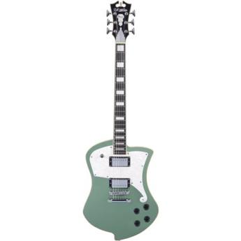 DAngelico Guitars Premier Ludlow Offset Solid Body Electric Guitar with Stop-Bar Tailpiece, 22 Frets, C-Shape Neck, Ovangkol Fingerboard, Army Green