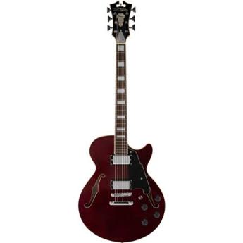 DAngelico Guitars Premier SS 15" Semi-Hollow Single Cutaway Electric Guitar with Stop-Bar Tailpiece, 22 Frets, C-Shape Neck, Rosewood Fingerboard, Trans Wine