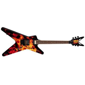 Dean Dimebag ML Electric Guitar, 22 Frets, "V" Shape Neck, Rosewood Fretboard, Dime-O-Flames Graphic