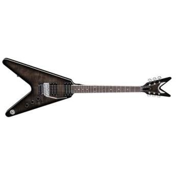 Dean V 79 Flame Top Floyd Electric Guitar, 22 Fret, V Neck, Rosewood Fretboard, Trans Black