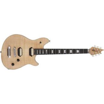 EVH Wolfgang USA Hard Tail 5A Flame Top Electric Guitar with Ebony Fingerboard, 22 Frets, Wolfgang Backshape Neck, Gloss Urethane Finish, Natural