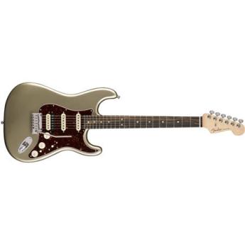 fender Fender American Elite Stratocaster HSS Shawbucker 6-String Electric Guitar, 22 Frets, Modern "C" to "D" Shape Neck, Ebony Fingerboard, Gloss Polyurethane, Champagne