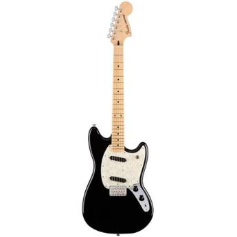Fender Offset Series Mustang 6-String Electric Guitar, 22 Frets, "C" Shape Neck, Maple Fingerboard, Gloss Polyester, Black
