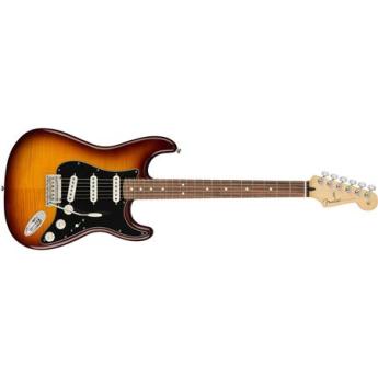 fender Fender Player Stratocaster Plus Top Electric Guitar, 22 Frets, Modern "C" Shape Maple Neck, Pau Ferro Fingerboard, Gloss Polyester, Tobacco Sunburst