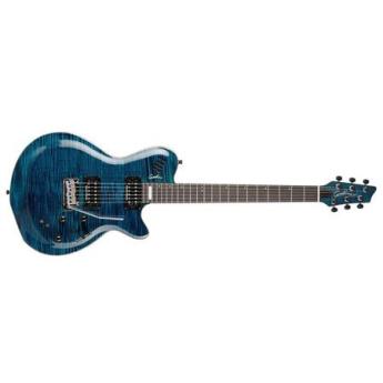 Godin LGXT 6-String Solid Body Electric Guitar with Gig Bag, 22 Frets, Mahogany Neck, Ebony Fingerboard, Transparent Blue Flame AA