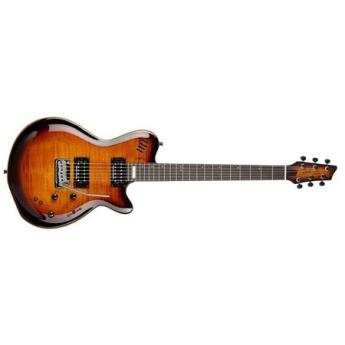 Godin LGXT 6-String Solid Body Electric Guitar with Gig Bag, 22 Frets, Mahogany Neck, Ebony Fingerboard, Cognac Burst Flame AA