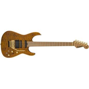 Jackson USA Signature Phil Collen PC1 Satin Electric Guitar, 24 Frets, Maple Neck, Caramelized Flame Maple Fingerboard, Satin Urethane, Transparent Amber